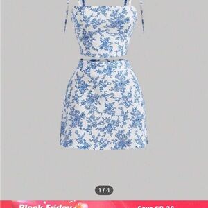 SHEIN Blue Floral Skirt Set